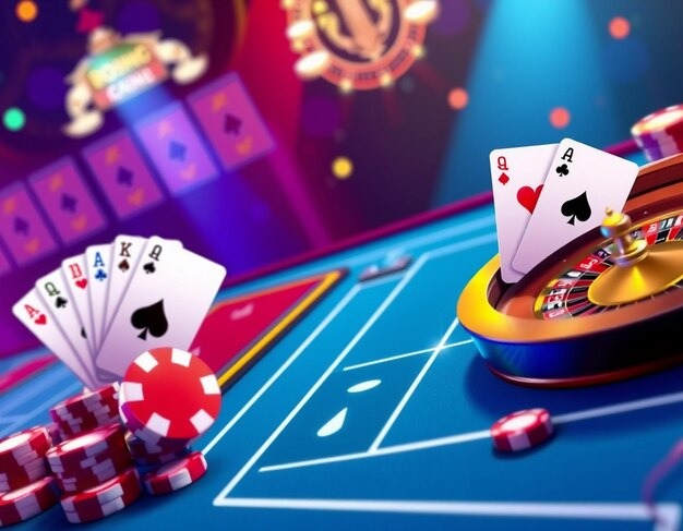 Baccarat table showing Player and Banker cards